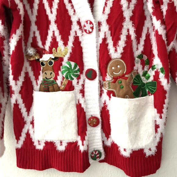 HOLIDAY CHRISTMAS BOYFRIEND OVERSIZEDCARDIGAN PARTY COSPLAY REINDEER GINGERBREAD - Picture 3 of 11